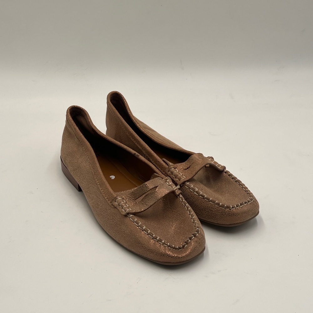 Donald J. Pliner Tan Suede Flats with Moccasin Design